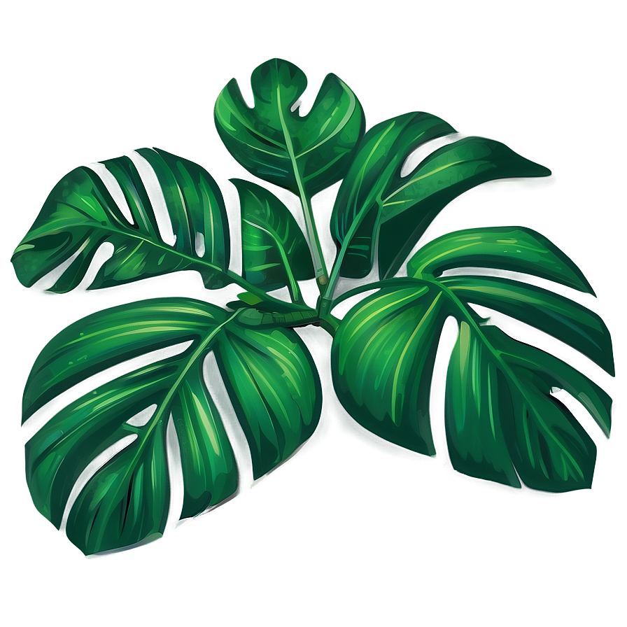 Green Tropical Leaf Illustration Png 21 PNG Image