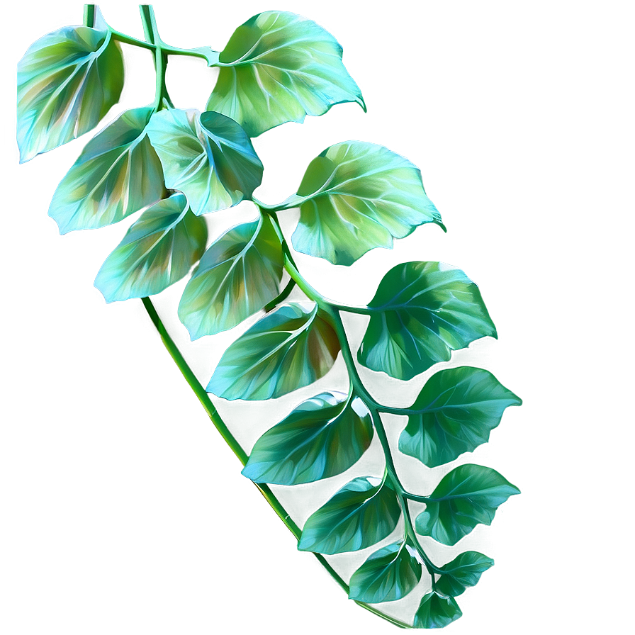 Green Vine Leaves Artistic Render PNG Image