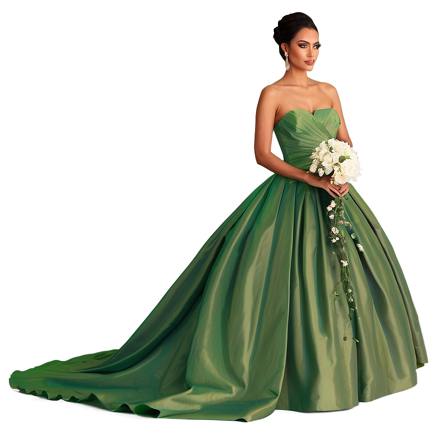 Green Wedding Gowns Png Jsn PNG Image