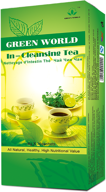 Green World Intestine Cleansing Tea Box PNG Image