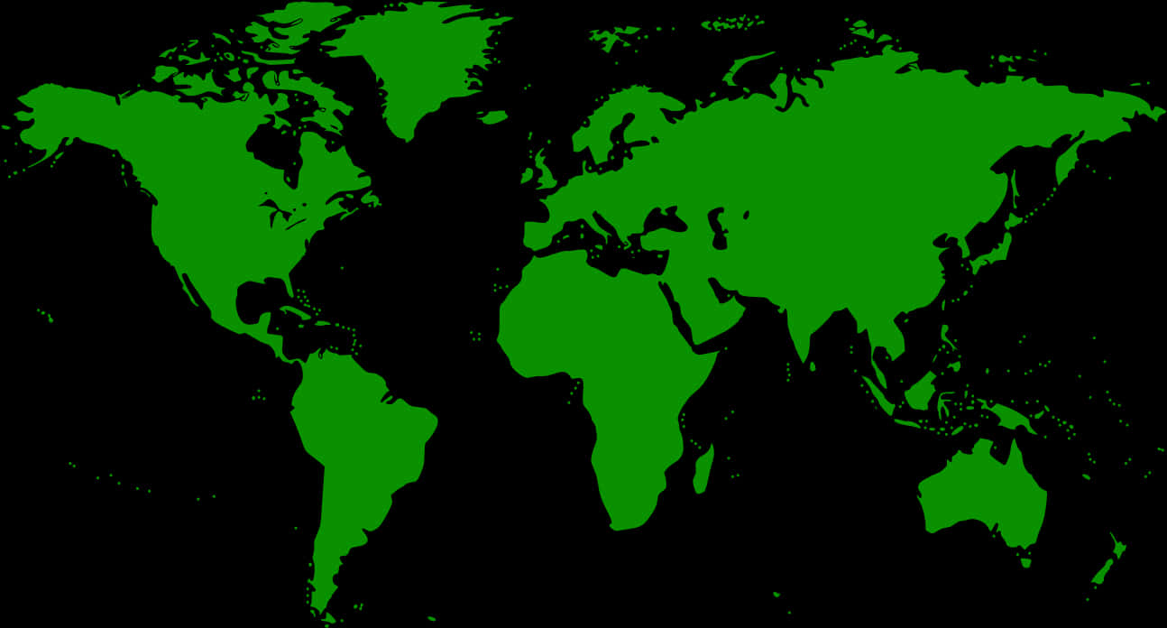 Green World Map Silhouette PNG Image