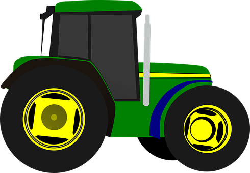 Green Yellow Modern Tractor Illustration PNG Image