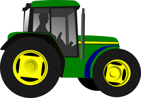 Green Yellow Tractor Illustration PNG Image