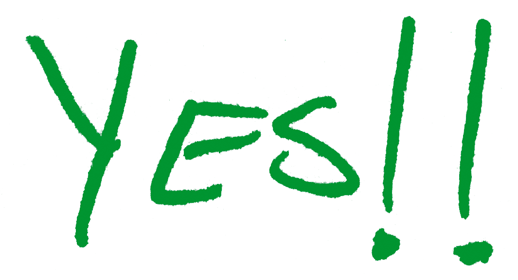 Green Yes Exclamation Marks PNG Image