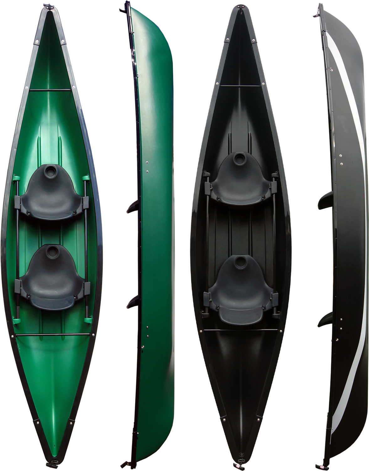 Greenand Black Canoe Comparison PNG Image