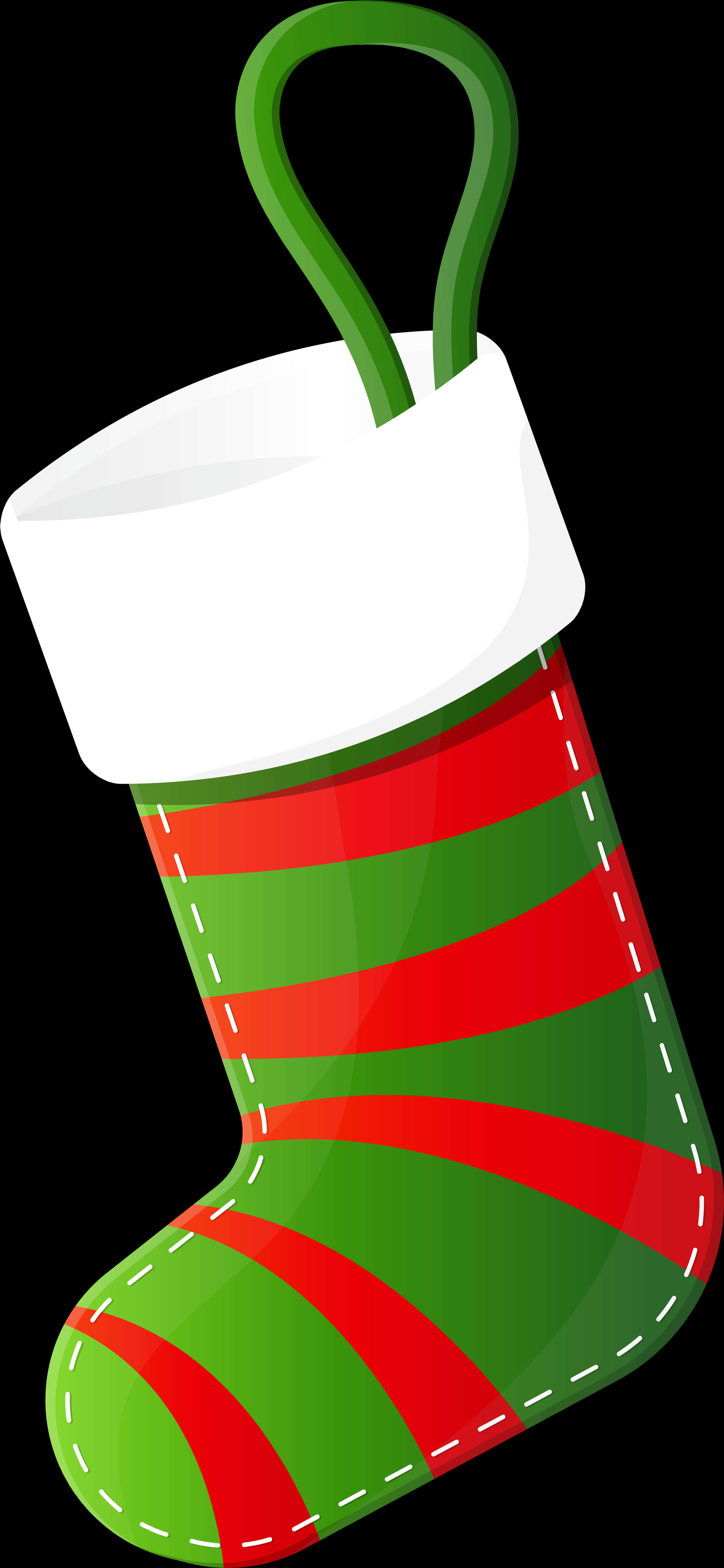 Greenand Red Striped Christmas Stocking PNG Image