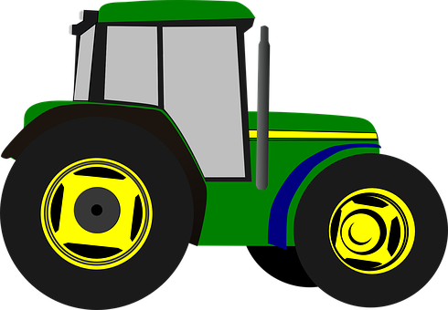 Greenand Yellow Tractor Illustration PNG Image