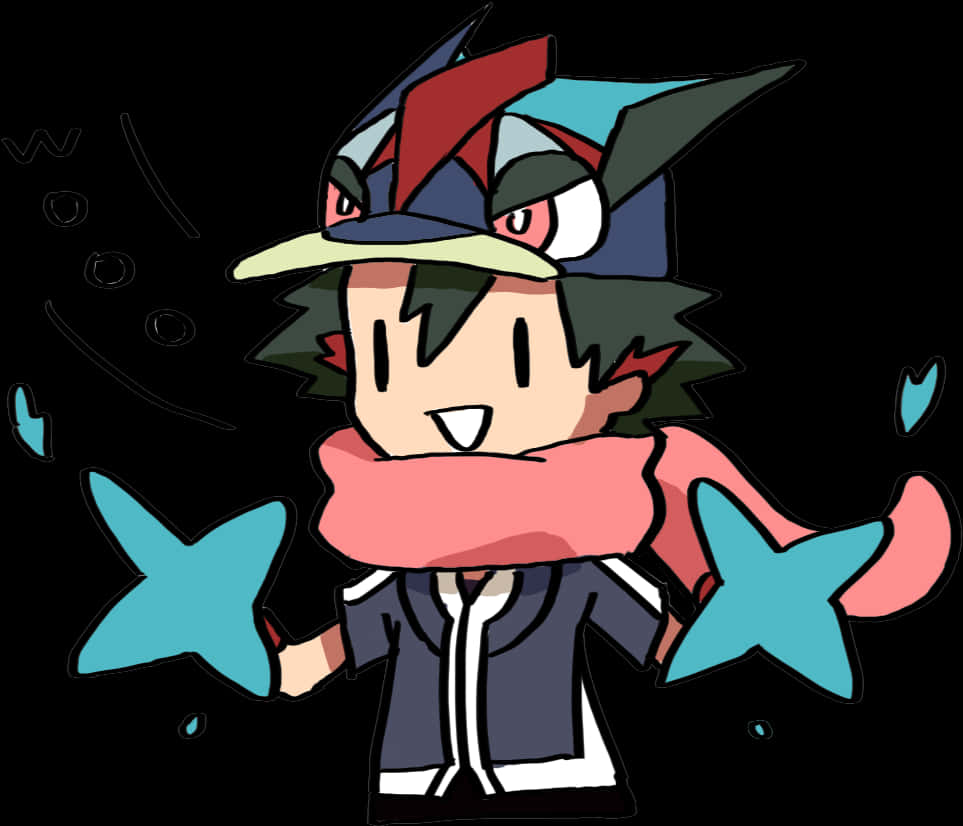 Greninja Mimicking Trainer Illustration PNG Image