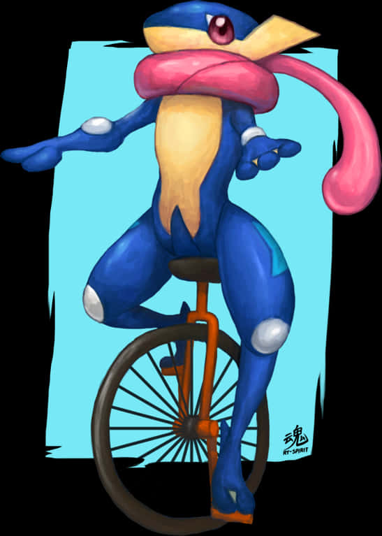 Greninja Unicycle Artwork PNG Image