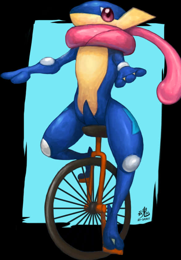 Greninja Unicycle Artwork PNG Image