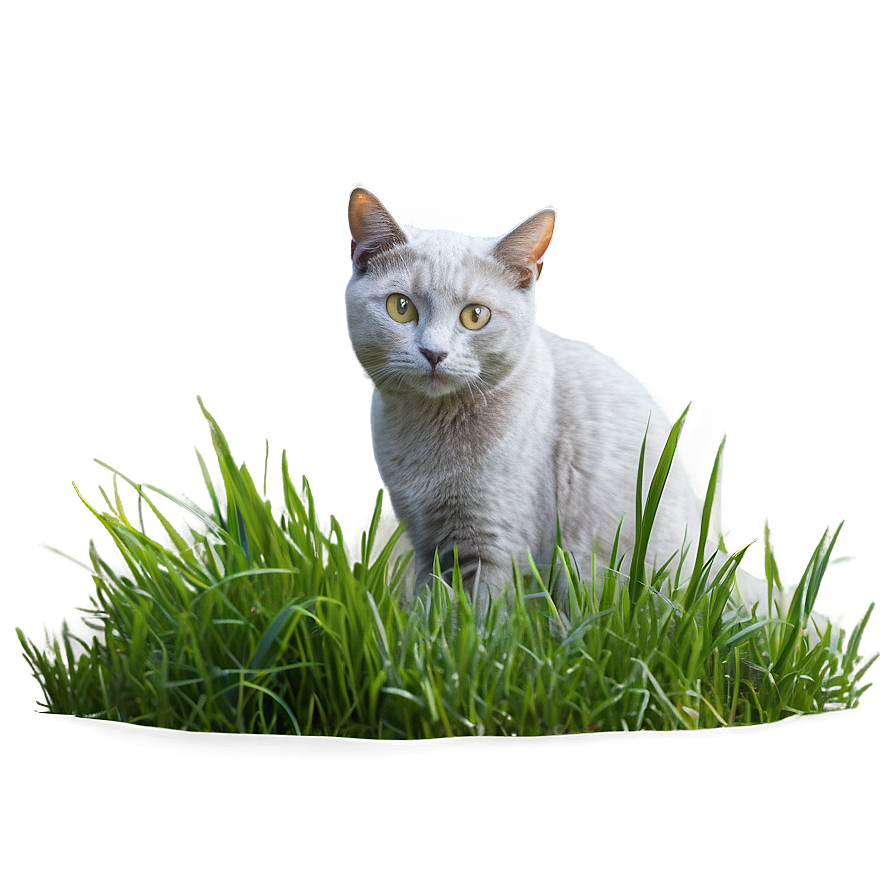 Grey Cat In Grass Png 13 PNG Image