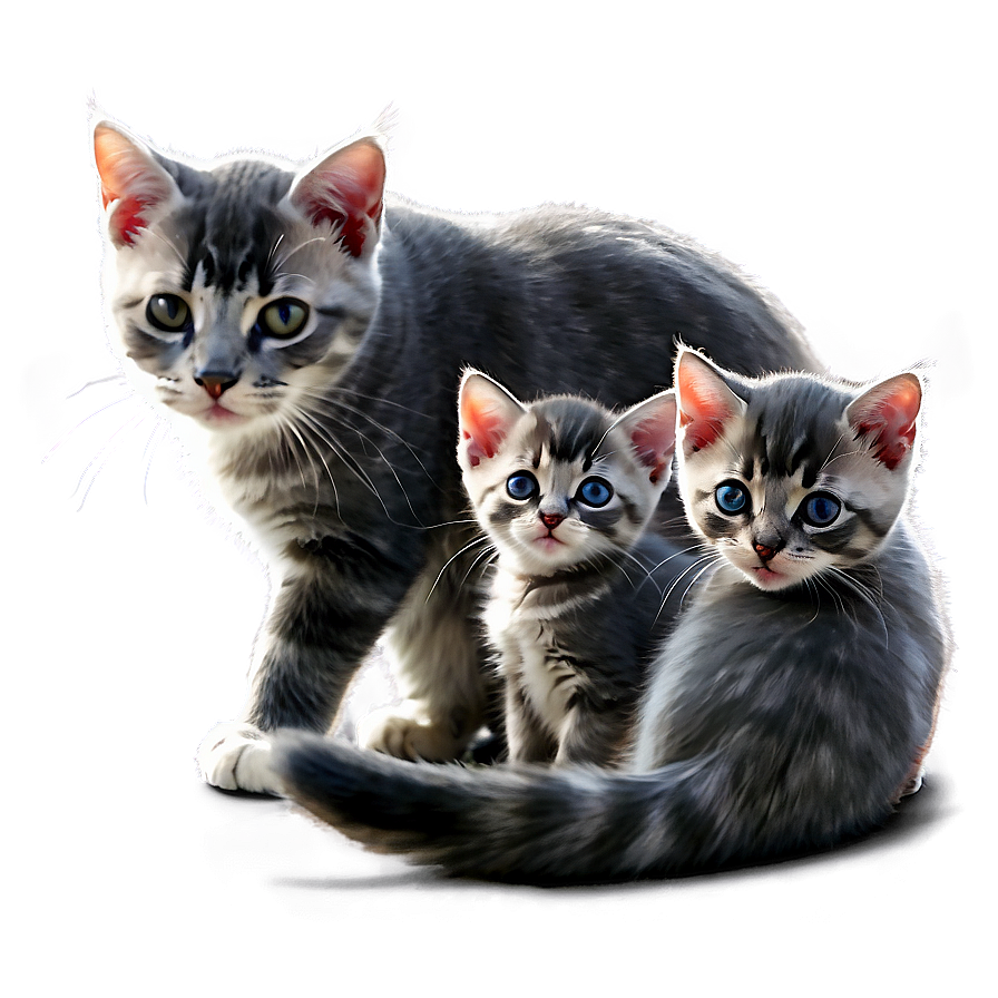 Grey Cat With Kittens Png Iot24 PNG Image