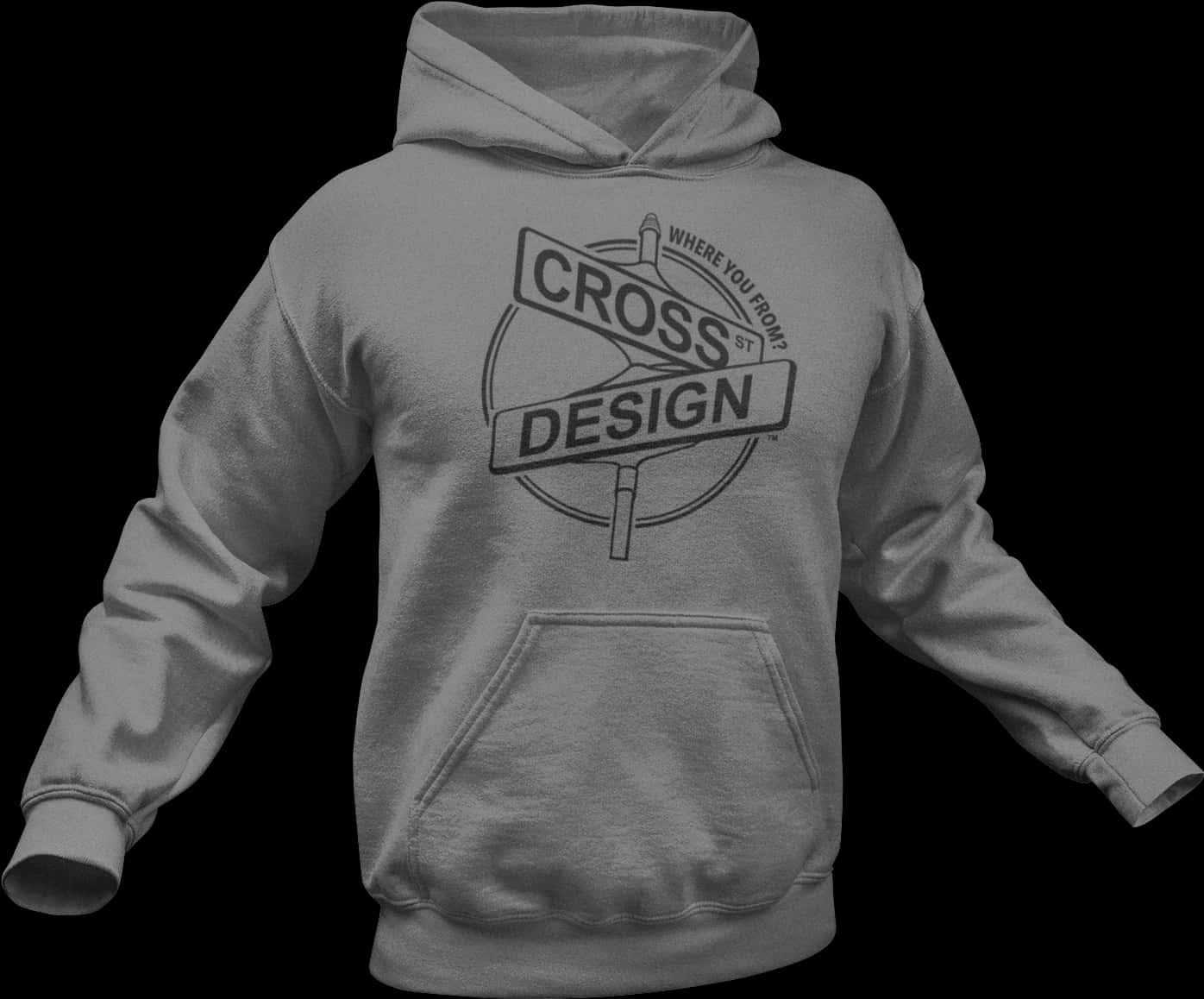 Grey Hoodie Cross Design Graphic PNG Image