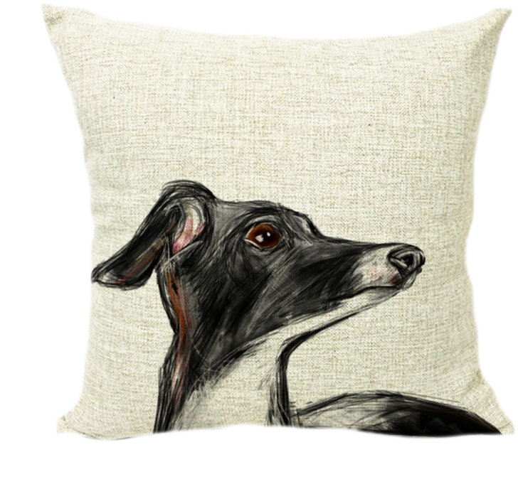 Greyhound Sketch Cushion Cover PNG Image