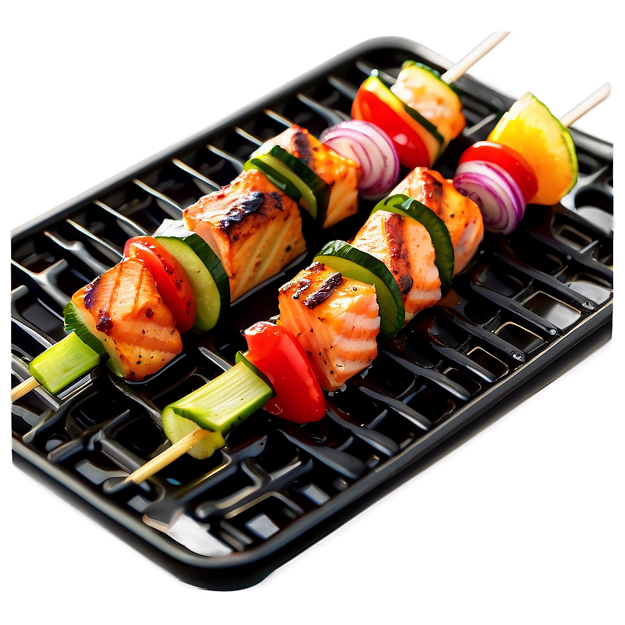 Grilled Salmon Kabobs Png Vgm PNG Image