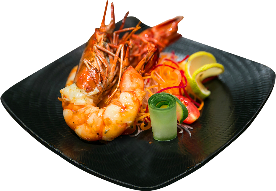 Grilled Shrimp Platter Dish PNG Image