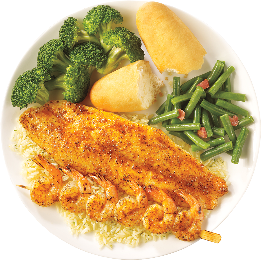 Grilled Shrimpand Fish Dinner Plate PNG Image