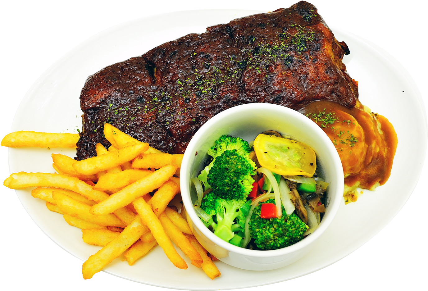 Grilled Steak Dinner Plate PNG Image