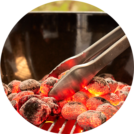 Grilling Charcoal Briquettes Tongs PNG Image