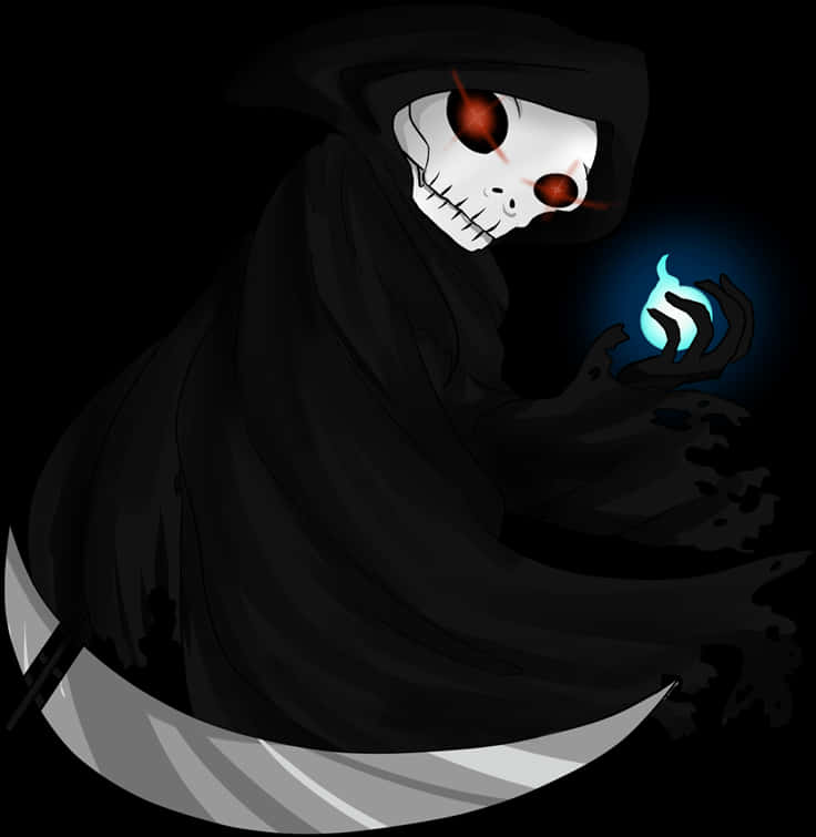 Grim Reaper Red Eyes Scythe PNG Image