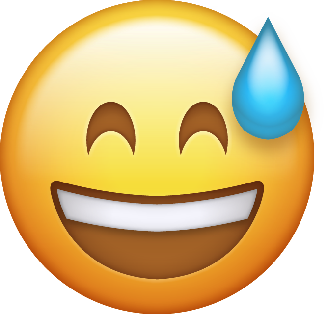 Grinning Face With Sweat Emoji PNG Image