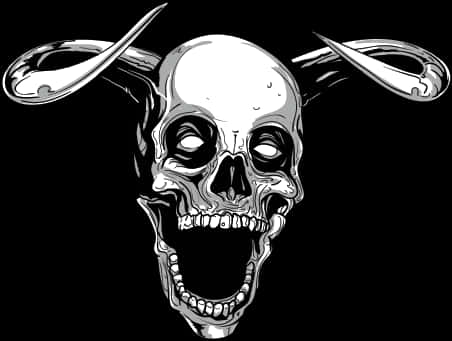 Grinning Skullwith Spoons Artwork PNG Image