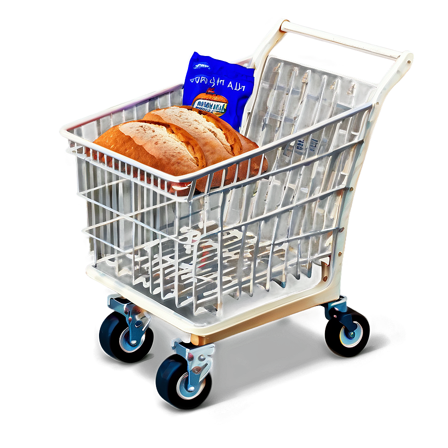 Grocery Cart With Bread Png Xij PNG Image