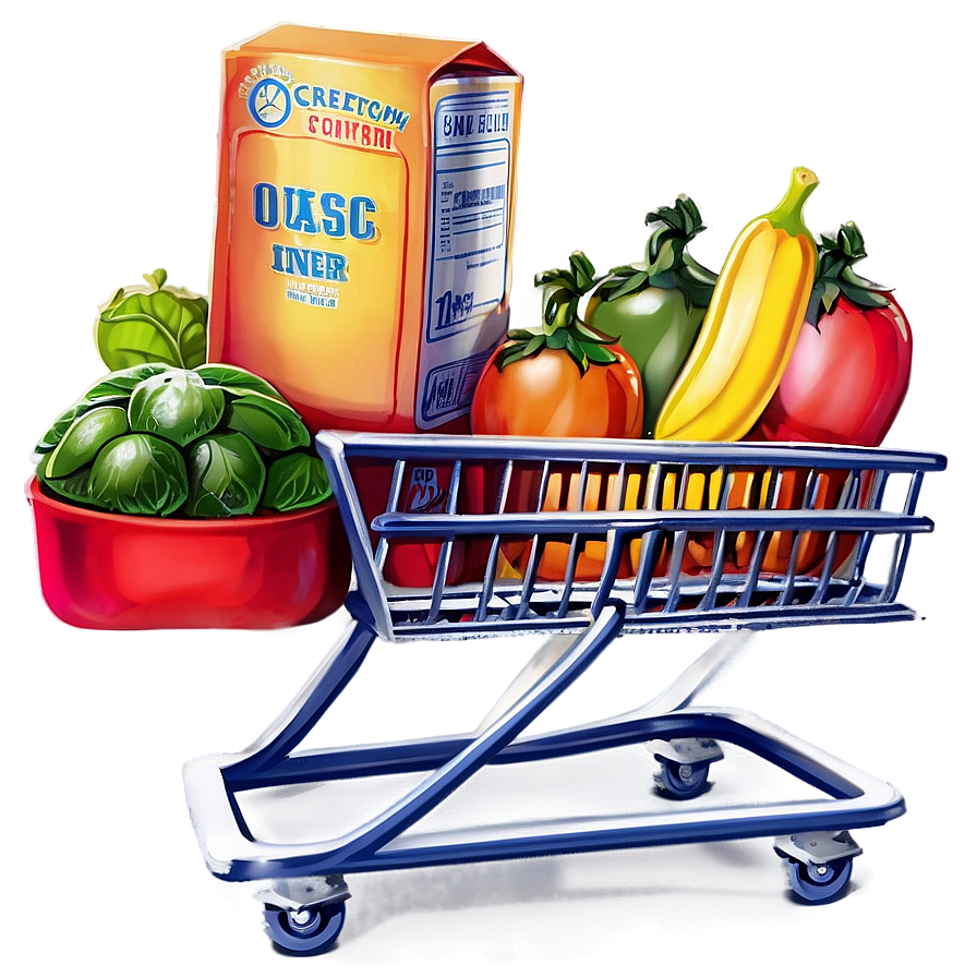 Grocery Cart With Food Png Igl58 PNG Image