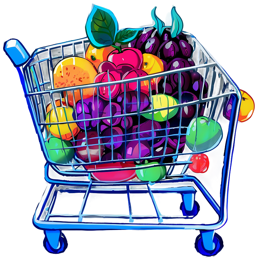 Grocery Cart With Fruits Png Jkh PNG Image