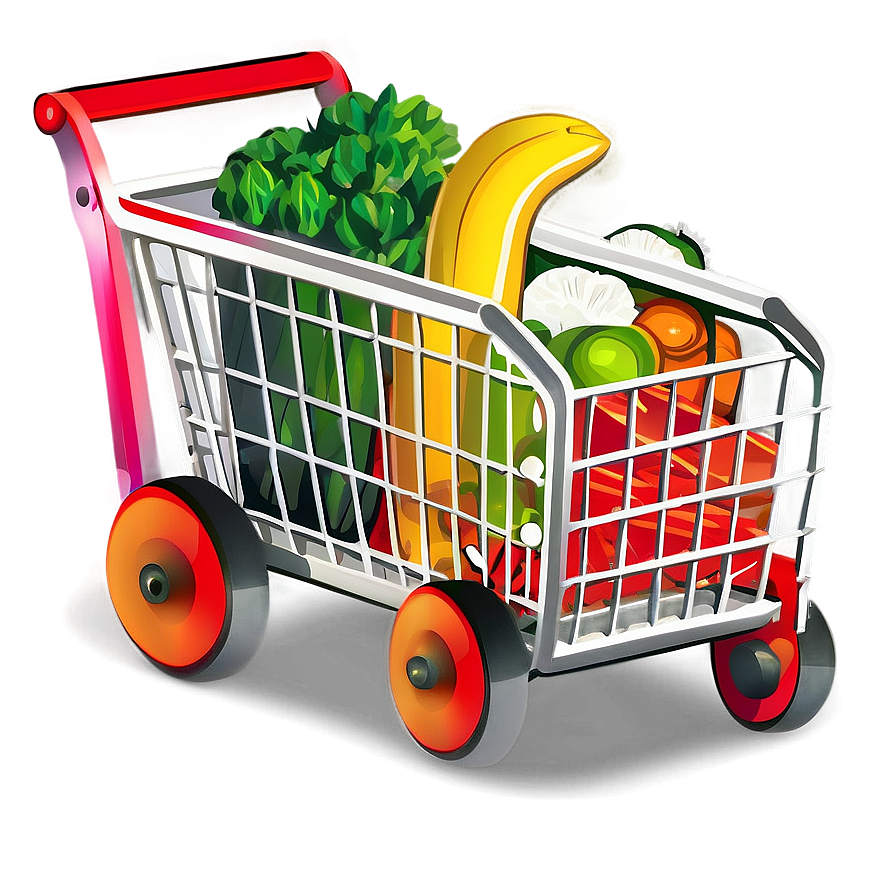 Grocery Cart With Goods Png 93 PNG Image