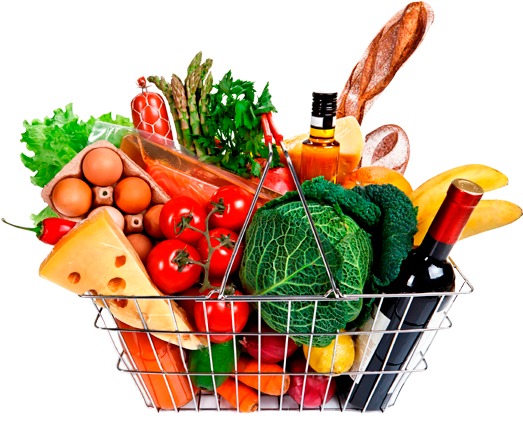 Grocery Shopping Basket Variety Items.png PNG Image