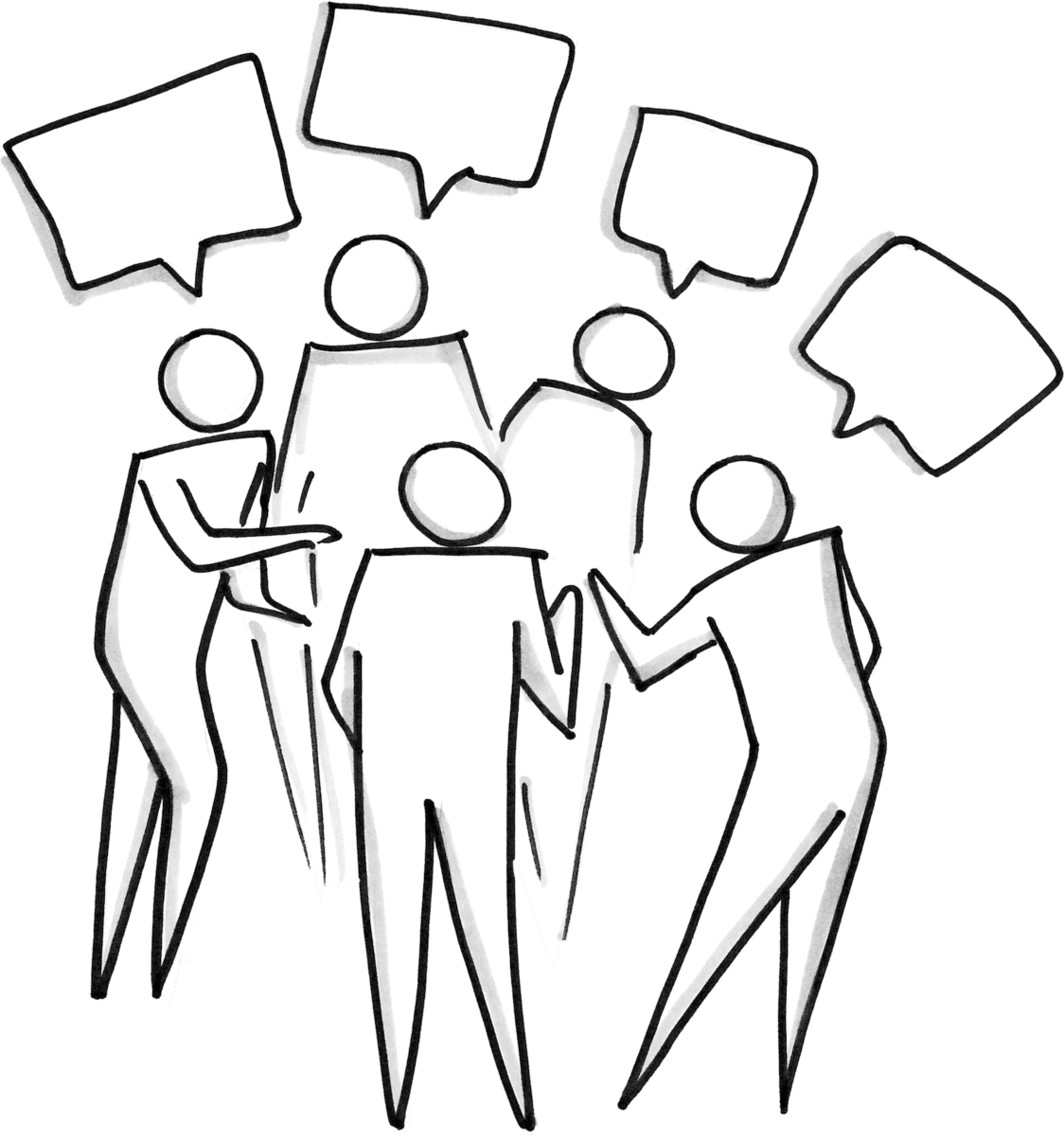 Group Discussion Sketch PNG Image