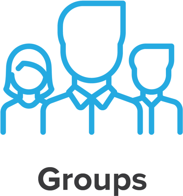 Group Icon Blue Outline PNG Image