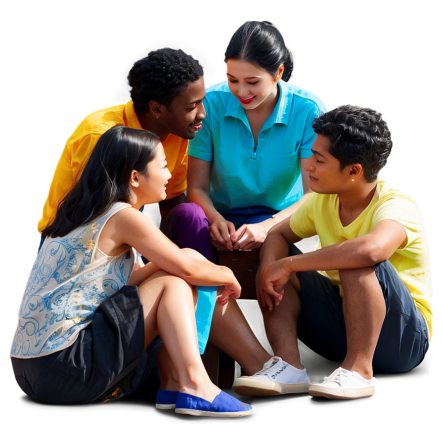 Group Sitting Outdoors Png Efa5 PNG Image