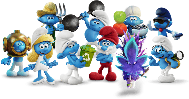 Groupof Smurfs Characters PNG Image