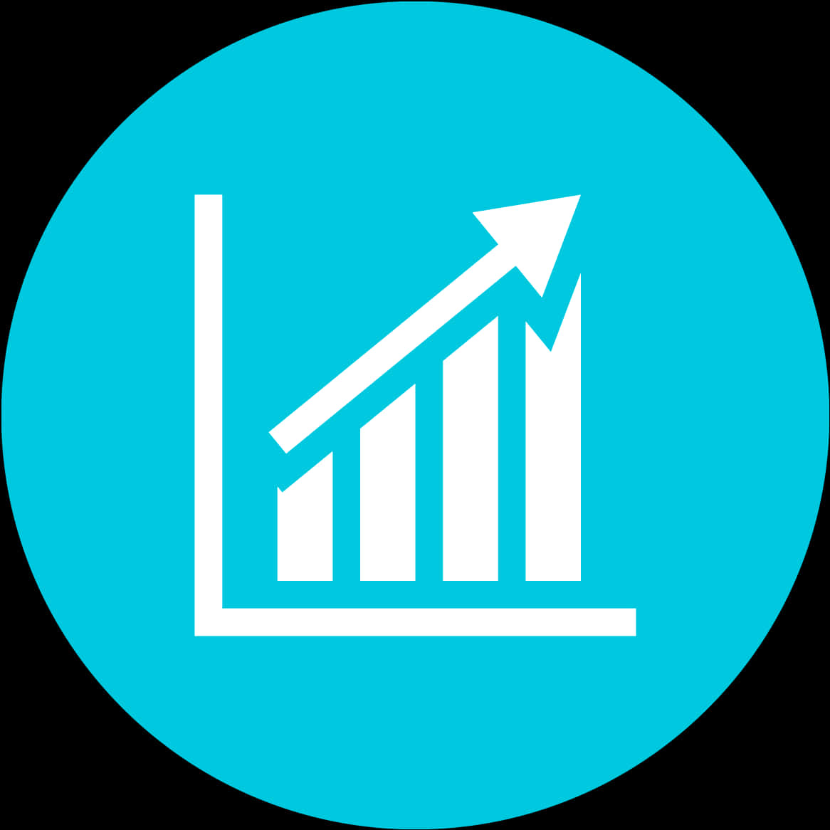 Growth Chart Icon Cyan Background PNG Image