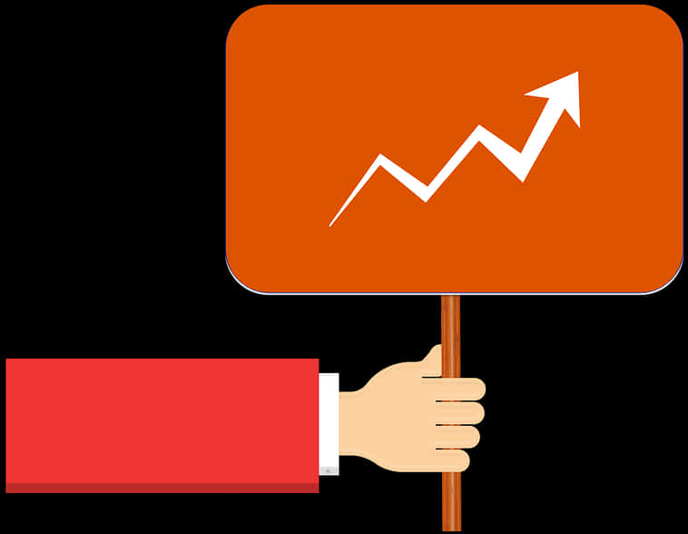 Growth Trend Sign Heldby Hand PNG Image