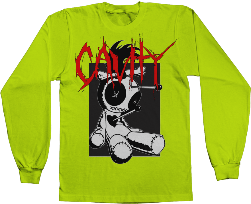 Grunge Cartoon Character Long Sleeve Shirt PNG Image