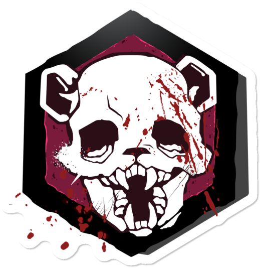 Grunge Panda Skull Logo PNG Image