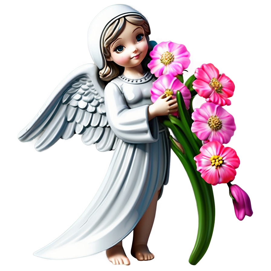 Guardian Angel With Flowers Png Chf85 PNG Image