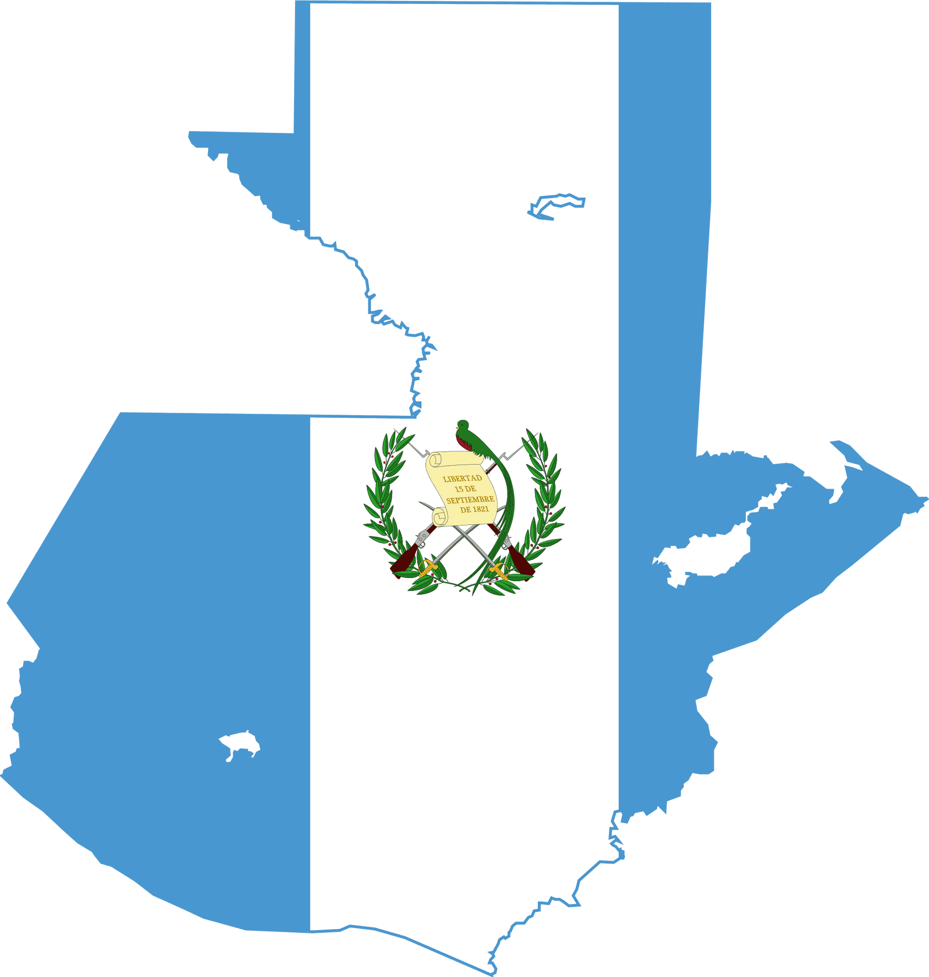 Guatemala Map Outlinewith Flag PNG Image