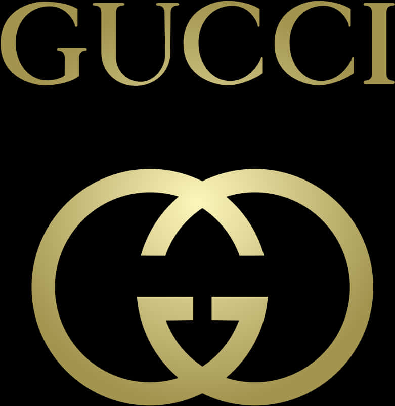 Gucci Logo Goldenon Black PNG Image