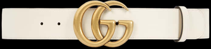 Gucci White Leather Beltwith Gold Buckle PNG Image