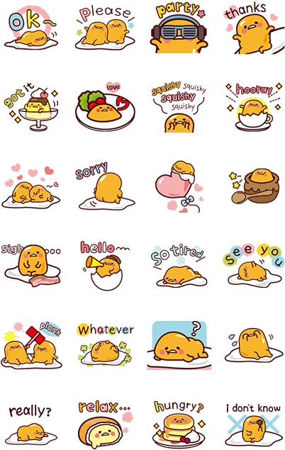 Gudetama Expressions Sticker Set PNG Image