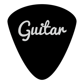 Guitar Word Arton Black Background PNG Image