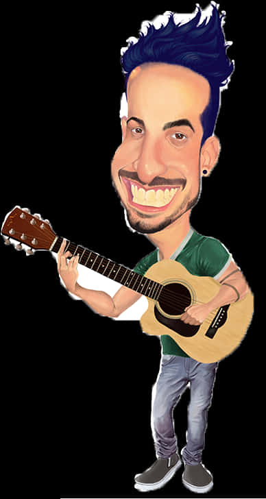 Guitarist Caricature Smile PNG Image