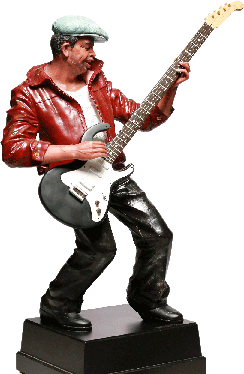 Guitarist Statue Playing Music PNG Image