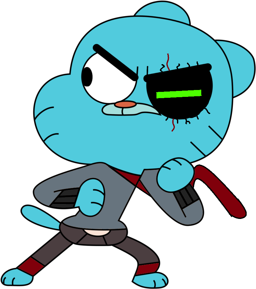 Gumball Ninja Pose Cartoon PNG Image