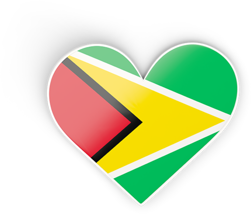 Guyana Flag Heart Shaped Graphic PNG Image