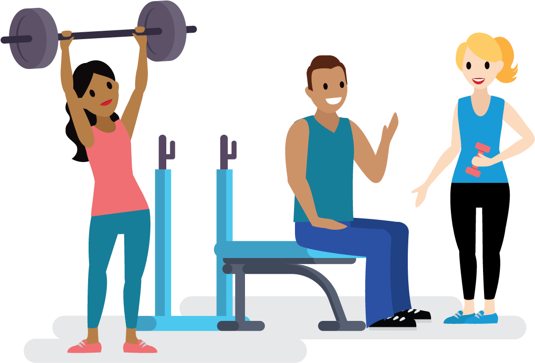 Gym Friends Weightlifting Session PNG Image